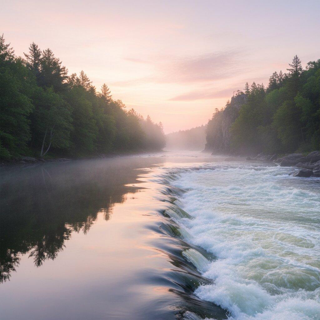 The River — dawn over flowing water